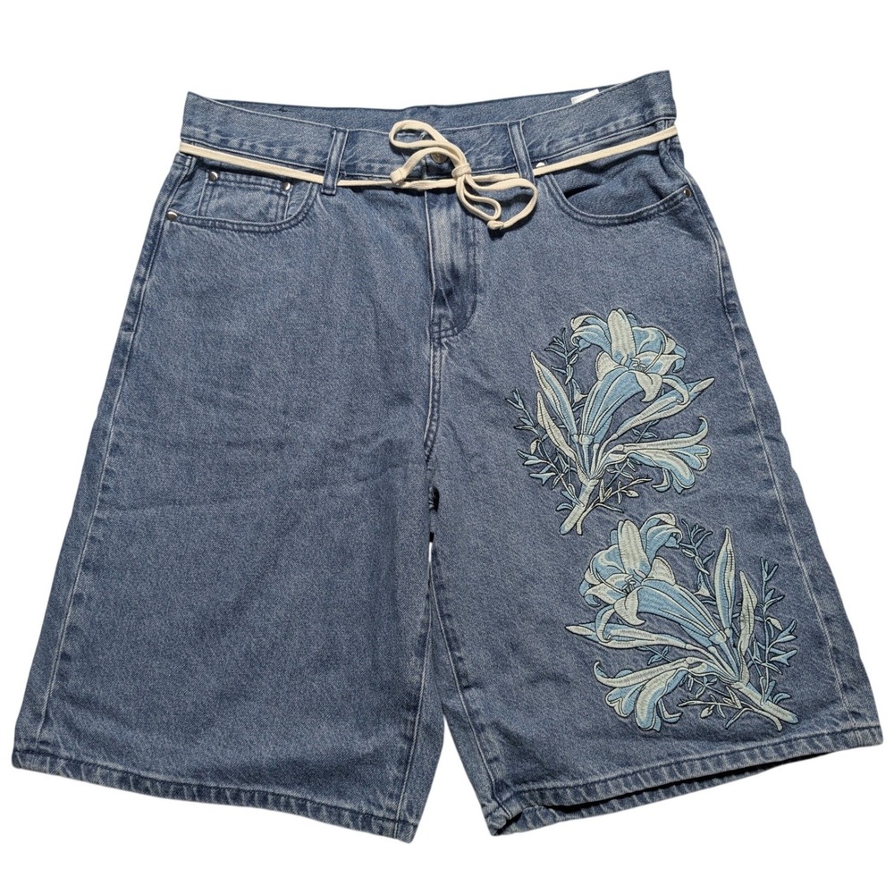 The Met x Pacsun Moon Flask Lily Baggy Jorts Men Size 32 Denim Shorts EUC